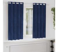 Velvet Dark Blue Curtains 140x175 cm, 2 pcs, Eyelet Design, Elegant Home Decor