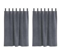 vidaXL Light Grey Polyester Curtains - 140cm Semi-Opaque Living Room Drapes, Tab Top Design, Indoor Use
