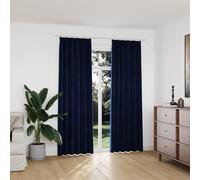 vidaXL 2x Blackout Curtains with Hooks Velvet Dark Blue 140x225cm Drapery