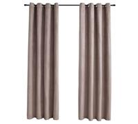 vidaXL Blackout Curtains with Metal Rings 2 pcs Taupe 140x175 cm UK NEW