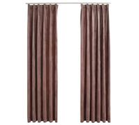 vidaXL 2x Blackout Curtains with Hooks Home Decor Bedroom Living Room Office Blind Window Covering Drape Drapery Velvet Antique Pink 140x175cm