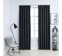 vidaXL Blackout Curtains with Hooks 2 pcs Anthracite 140x225 cm 01 UK HOT