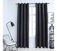 vidaXL 2x Blackout Curtains with Metal Rings Anthracite 140x175cm Drapery