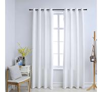 Curtains Off White Suede Touch 100% Polyester 140x175 cm Thermal Metal Ring Pair