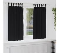 vidaXL Blackout Curtains with Rings 2 pcs Black 175 x 140 cm Polyester