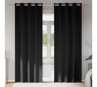 vidaXL Blackout Curtains with Rings 2 pcs Black 260 x 140 cm Polyester