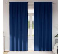 vidaXL Blackout Curtains with Rings 2 pcs Dark Blue 225 x 140 cm