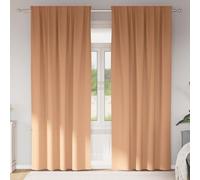 vidaXL Blackout Curtains with Rings 2 pcs Light Brown 225 x 140 cm