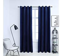 vidaXL 2x Blackout Curtains with Metal Rings Velvet Dark Blue 140x225cm Blind