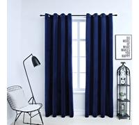 Blackout Curtains Dark Blue Velvet 140x245 cm 2pcs Ring Top Heavy Polyester Set