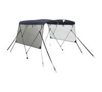 vidaXL Blue/Black 3-Bow Bimini Top Boat Canopy with UV-Proof Polyester Canvas, Mesh Sidewalls, Aluminum Frame, Marine-Grade Stainless Steel