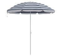 vidaXL Blue/White Garden Parasol - Polyester/Metal Round Beach Umbrella, Portable, UV-Resistant, Tilt Mechanism, Outdoor Patio/Garden, 193cm Height