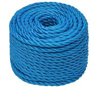 vidaXL Blue Work Rope - Weather-Resistant Heavy-Duty Polypropylene Rope with 14mm Diameter and 25m Length, Suitable for Various Indoor/Outdoor Applications, Easy to Handle