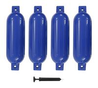 vidaXL Boat Fender Set - 4-Piece PVC Inflatable Fenders, Blue 51x14 cm, with Pump