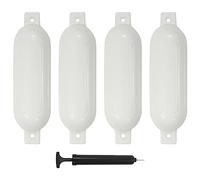 vidaXL White Inflatable Boat Fender 4 Pack - 51x14 cm PVC with Pump - Durable, Versatile Hanging, Smooth High-Gloss Finish, Optimal Mooring Protection