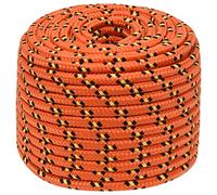 vidaXL Boat Rope Anchor Line Braided Cord UV Resistant Ship Marine Yacht Coil Rope Abrasion Resistant Orange 12 mm 100 m Polypropylene