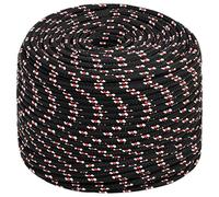 vidaXL Boat Rope Anchor Line Braided Cord UV Resistant Ship Marine Yacht Coil Rope Abrasion Resistant Black 10 mm 500 m Polypropylene