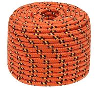vidaXL Boat Rope Anchor Line Braided Cord UV Resistant Ship Marine Yacht Coil Rope Abrasion Resistant Orange 14 mm 100 m Polypropylene