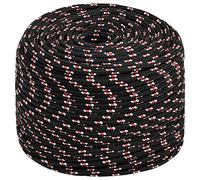 vidaXL Boat Rope Anchor Line Braided Cord UV Resistant Ship Marine Yacht Coil Rope Abrasion Resistant Black 8 mm 25 m Polypropylene