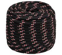 vidaXL Boat Rope Anchor Line Braided Cord UV Resistant Ship Marine Yacht Coil Rope Abrasion Resistant Black 16 mm 25 m Polypropylene
