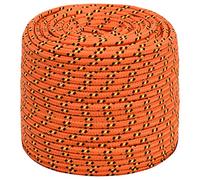 vidaXL Boat Rope Anchor Line Braided Cord UV Resistant Ship Marine Yacht Coil Rope Abrasion Resistant Orange 10 mm 100 m Polypropylene