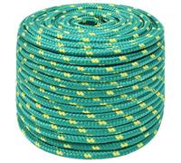 vidaXL Boat Rope Anchor Line Braided Cord UV Resistant Ship Marine Yacht Coil Rope Abrasion Resistant for Sailing Green 14 mm 25 m Polypropylene
