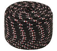 vidaXL Boat Anchor Rope, Braided Polypropylene, UV & Abrasion Resistant, 12 mm x 100 m, Black/Red