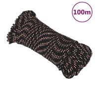 vidaXL Polypropylene Boat Rope – 5 mm × 100 m, Weather-Resistant Dock Line, Black