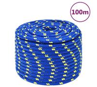 vidaXL Durable Polypropylene Boat Rope 12mm 100m - Easy to Knot and Handle - Ideal for Sailing, Camping, Transportation, Boating, Dock Line - Blue