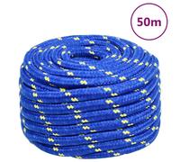 vidaXL Boat Rope Anchor Line Braided Cord UV Resistant Ship Marine Yacht Coil Rope Abrasion Resistant for Sailing Blue 20 mm 50 m Polypropylene