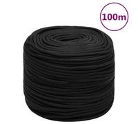 VidaXL Boat Rope, Durable Polypropylene, Full Black 10mm Thickness, 100m Long, Suitable for Sailing, Boating, Yachting, Camping & Fishing