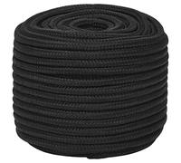 vidaXL Polypropylene Anchor Line - 12mm Dia Braided Boat/Yachting Rope, Full Black, 100m, 930kg Break Strength, Weather-Resistant Cord