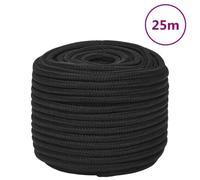 vidaXL Full Black Polypropylene Boat Rope 12mm 25m | Weather- | Ideal for Boating, Sailing, Camping, and More | Easy to Handle | High Performance with 930 kg Breaking Strength