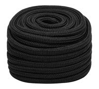 vidaXL Boat Rope Hardware Accessory Cable Anchor Line Braided Cord Boat Coil Ship Yacht Marine Rope Full Black 20 mm 100 m Polypropylene