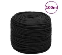 vidaXL Boat Rope Full Black 8 mm 100 m Polypropylene