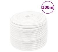 vidaXL Boat Rope Braided Anchor Line – UV & Abrasion Resistant Polypropylene – White 14 mm x 100 m