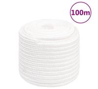 vidaXL Polypropylene Boat Rope - Full White, 16 mm Thick, 100 m Long - Durable Marine Rope for Sailing, Boating, Yachting - Weather and Chemical Resistant, Ideal for Various Uses