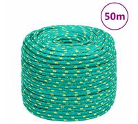 vidaXL Boat Rope Braided Anchor Line Polypropylene 10 mm 50 m Green
