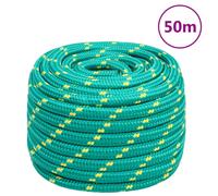 vidaXL Boat Rope Anchor Line Braided Cord UV Resistant Ship Marine Yacht Coil Rope Abrasion Resistant for Sailing Green 20 mm 50 m Polypropylene