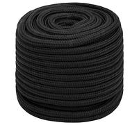 vidaXL Boat Rope Hardware Accessory Cable Anchor Line Braided Cord Boat Coil Ship Yacht Marine Rope Full Black 18 mm 50 m Polypropylene