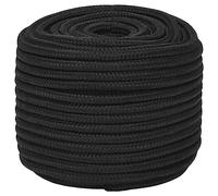 vidaXL Boat Rope Hardware Accessory Cable Anchor Line Braided Cord Boat Coil Ship Yacht Marine Rope Full Black 14 mm 100 m Polypropylene