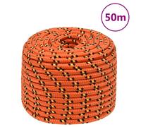 vidaXL Boat Rope Anchor Line Braided Cord UV Resistant Ship Marine Yacht Coil Rope Abrasion Resistant Orange 14 mm 50 m Polypropylene