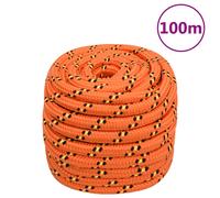 vidaXL Thick Polypropylene Boat Rope - Orange, 20mm Diameter, 100m Long - Ideal for Sailing, Camping, Dock Line, Washing Line