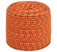 vidaXL Boat Rope - Polypropylene Orange 8mm x 100m, Braided Anchor Line, Ship Cord for Yachting Boating Sailing