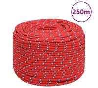 vidaXL Boat Rope Anchor Line Braided Cord UV Resistant Ship Marine Yacht Coil Rope Abrasion Resistant for Sailing Red 6 mm 250 m Polypropylene