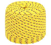 "vidaXL Polypropylene Boat Rope, 10mm Yellow Anchor Line, Braided Cord for Sailing, Boating, Rigging, Dock Line - 100m Long"