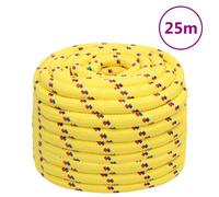 vidaXL Durable Polypropylene Boat Rope 20 mm x 25 m - Suitable for Sailing, Boating, Rigging and Docking - Excellent Abrasion and Chemical Resistance - Yellow