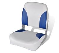 vidaXL Boat Seat Foldable Backrest With Blue-white Pillow 41x36x48cm