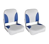 vidaXL Boat Seats 2 pcs Foldable Backrest Blue-white Pillow 41x36x48cm