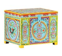 vidaXL Bohemian Style Solid Mango Wood and MDF Multicoloured Hand Painted Storage Box - Large Sized Decorative Home Storage Solution